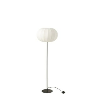 Lámpara de pie de metal y tela blanca, 40 x 40 x 125 cm