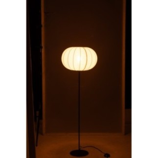 Lámpara de pie de metal y tela blanca, 40 x 40 x 125 cm