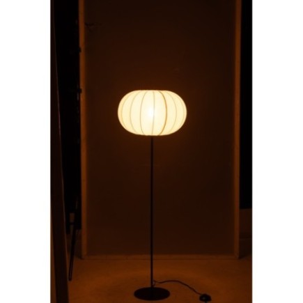 Lámpara de pie de metal y tela blanca, 40 x 40 x 125 cm