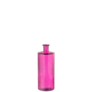 Jarrón-botella de cristal rosa, 15 x 40 x 15 cm