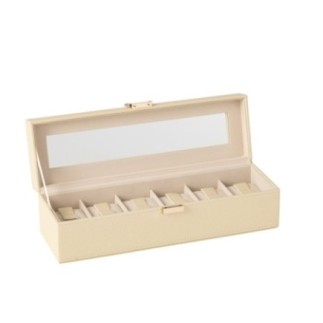 Caja de imitación de cuero beige, 34 x 10,5 x 10 cm