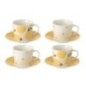 Tazas de café de cerámica blancas y amarillas, 13,8 x 7,5 x 13,8 cm
