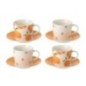 Tazas de café de cerámica blanca y naranja, 13,8 x 13,8 x 7,5 cm