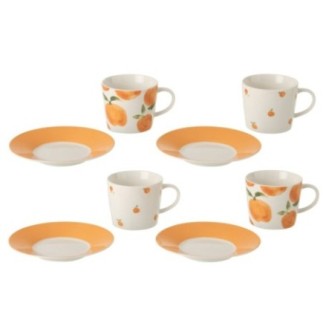 Tazze da caffè in ceramica bianca e arancione 13,8x13,8x7,5 cm