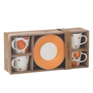 Tazas de café de cerámica blanca y naranja, 13,8 x 13,8 x 7,5 cm