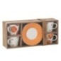 Chávenas de café em cerâmica branca e laranja, 13,8 x 13,8 x 7,5 cm Chávenas de café em cerâmica branca e laranja, 13,8 x 13,8 x 7,5 cm