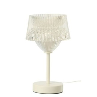 Lampada da tavolo in metallo bianco 14x25x14 cm