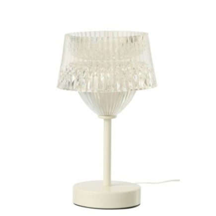 Lampada da tavolo in metallo bianco 14x25x14 cm