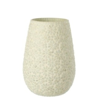 Vaso de vidro branco e verde, 19,5 x 19,5 x 27 cm