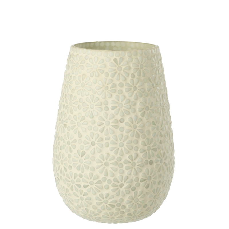 Vase en verre blanc et vert 19,5x19,5x27 cm Vase en verre blanc et vert 19,5x19,5x27 cm