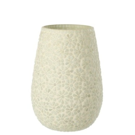 Jarrón de cristal blanco y verde, 19,5 x 19,5 x 27 cm