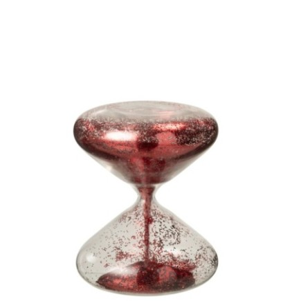 Sablier en verre rouge 15x15x18 cm