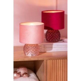 Lampe de table en verre rose 23x17,2x17,2 cm