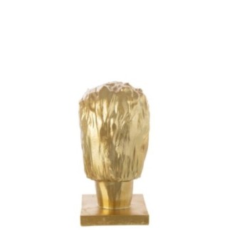 Busto em pó de cal dourado, 14,5 x 18 x 25,5 cm