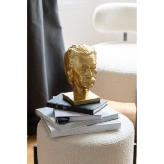 Busto em pó de cal dourado, 14,5 x 18 x 25,5 cm
