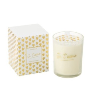 Vela perfumada grande de cera dorada, 10,5 x 10,5 x 13,5 cm