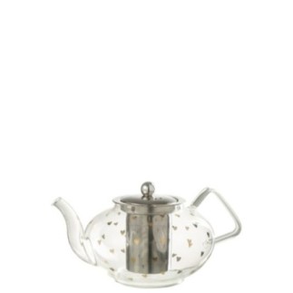 Théière en verre transparent et doré 15x21,5x11,5 cm