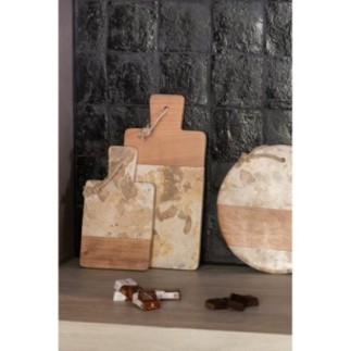 Planche à fromage en marbre beige 26,5x26,5x1,5 cm