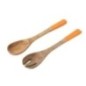 Couverts à salade en bois de manguier orange et naturel 33x7x2 cm