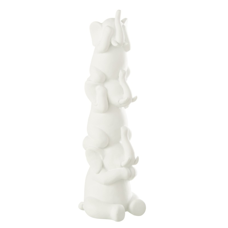 Pirámide con forma de elefante de poliresina blanca, 10,2 x 9,5 x 31,7 cm
