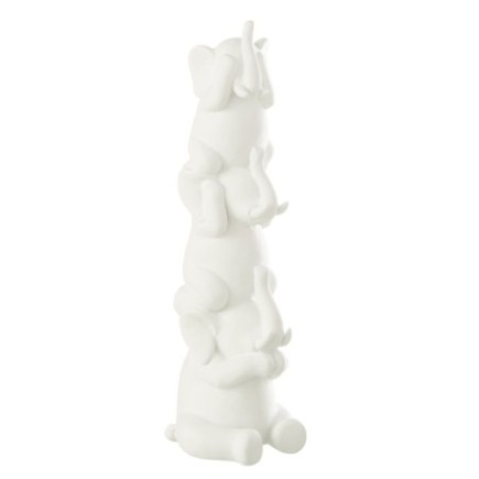 Pyramide éléphant en polyrésine blanche 10,2x9,5x31,7 cm