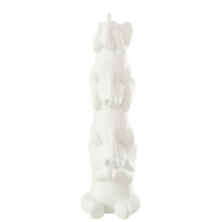 Pirâmide em forma de elefante em poliresina branca, 10,2 x 9,5 x 31,7 cm
