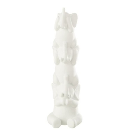 Piramide a forma di elefante in poliresina bianca, 10,2 x 9,5 x 31,7 cm