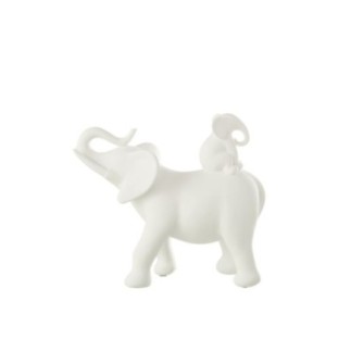 Elefante in poliresina bianca 26,5x11x23,5 cm