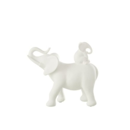Éléphant en polyrésine blanche 26,5x11x23,5 cm