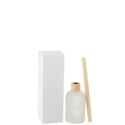 Diffusore a canne in vetro bianco 7,5x7,5x27,5 cm