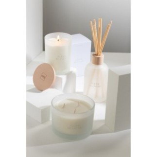 Difusor com palhetas em vidro branco, 7,5 x 7,5 x 27,5 cm