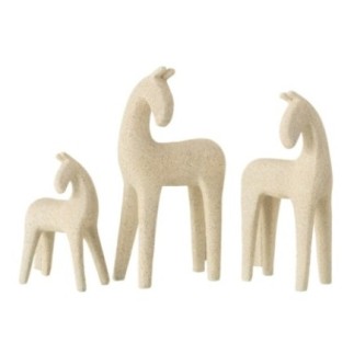 Cavalos em resina bege, 17,5 x 10,5 x 31 cm