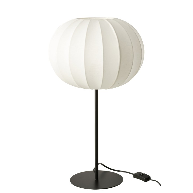 Lampe de table en métal et textile blanche 30x53,5x30 cm