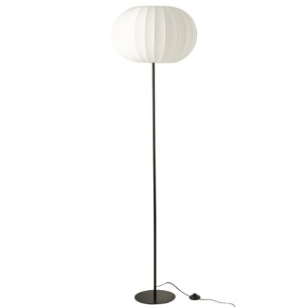 Candeeiro de pé em metal e tecido branco, 50 x 173 x 50 cm