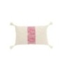 Coussin rectangulaire en coton blanc et rose 50x30x15 cm