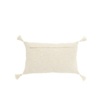 Coussin rectangulaire en coton blanc et rose 50x30x15 cm