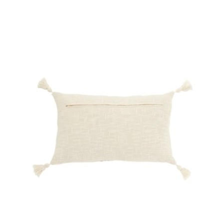 Cojín rectangular de algodón blanco y rosa, 50 x 30 x 15 cm