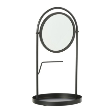Espelho de mesa em ferro preto, 23 x 43 x 23 cm