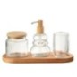 Set da 4 pezzi per il bagno in vetro trasparente, 32,5x18x13 cm Set da 4 pezzi per il bagno in vetro trasparente, 32,5x18x13 cm