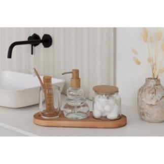 Set da 4 pezzi per il bagno in vetro trasparente, 32,5x18x13 cm