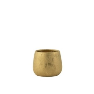 Cache-pot en grès doré 17x17x14 cm