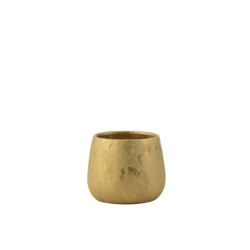 Macetero de gres dorado, 17 x 17 x 14 cm Macetero de gres dorado, 17 x 17 x 14 cm