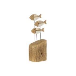 Base Fish On em madeira natural e branca, 12 x 8 x 26,5 cm