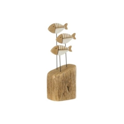Base Fish On em madeira natural e branca, 12 x 8 x 26,5 cm