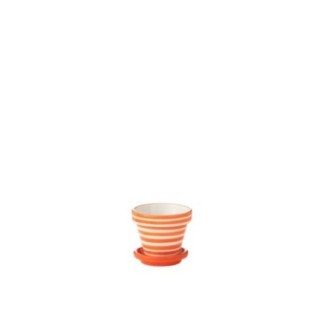 Vaso da fiori in ceramica arancione e bianco 17x17x15 cm