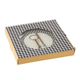Présentoir à gâteaux en porcelaine blanc et noir 27x27x24 cm