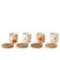 Juego de 4 tazas de cerámica blancas y naranjas, de 5,7 x 6,4 cm Juego de 4 tazas de cerámica blancas y naranjas, de 5,7 x 6,4 cm