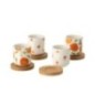 Juego de 4 tazas de cerámica blancas y naranjas, de 5,7 x 6,4 cm Juego de 4 tazas de cerámica blancas y naranjas, de 5,7 x 6,4 cm