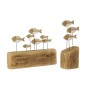 Socle Fish On en bois naturel et blanc 30x21,5x5 cm