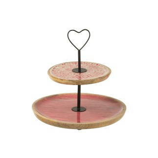 Expositor para pasteles de madera de mango rosa, 30 x 30 x 30 cm